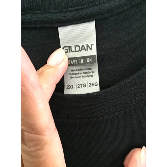 GILDAN- MENS BLACK GRAPHIC SHORT SLEEVE COTTON T-SHIRT SIZE 2XL - Picture 3 of 6